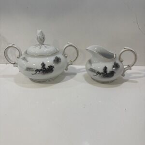 Fukagawa Arita Sugar Bowl w Lid & creamer #903 Vintage